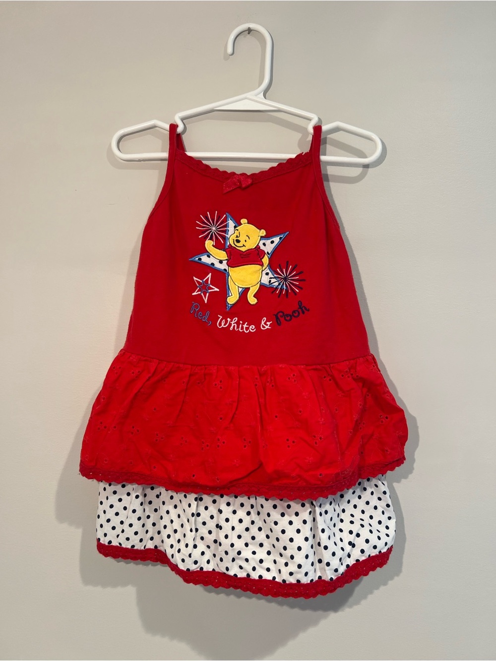 Red White & Pooh Toddler Dress Patriotic Y2K 3T